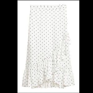 H&M polka dot flounce ruffle midi skirt